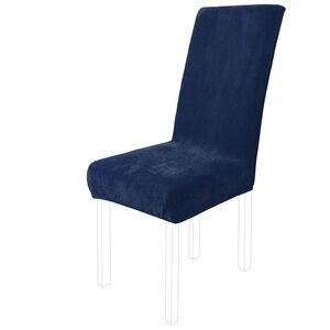 Plush Dining Chair Cover Stretch Parson Chair Cover Protector Navy Blue